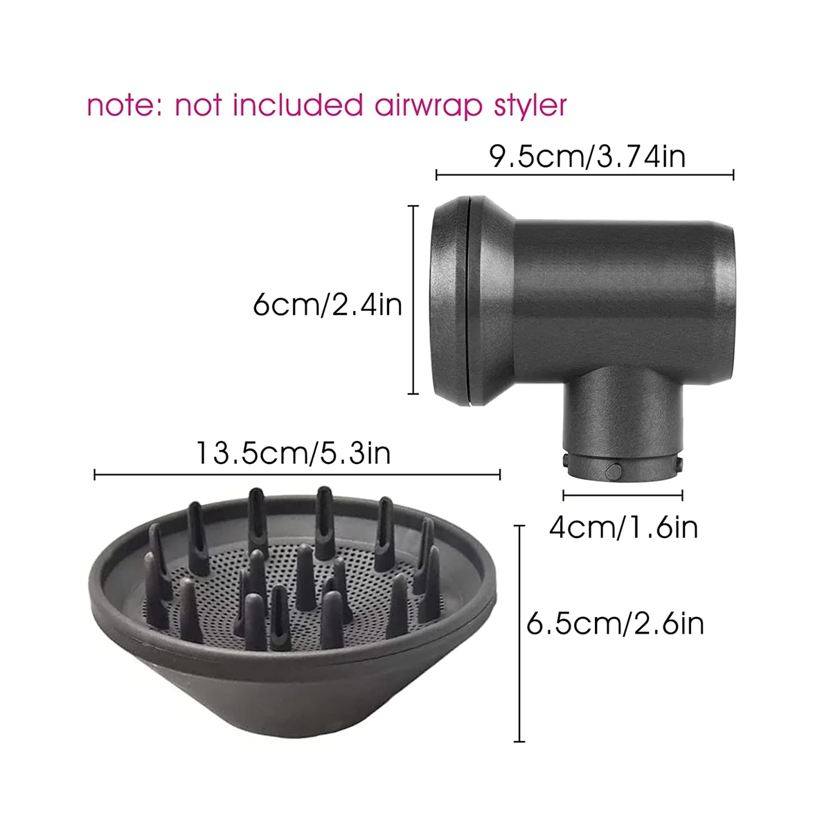 Diffuser+Adaptor+Professional Concentrator for Dyson Airwrap Attachments for Curling Iron Converting To Hair Dryer