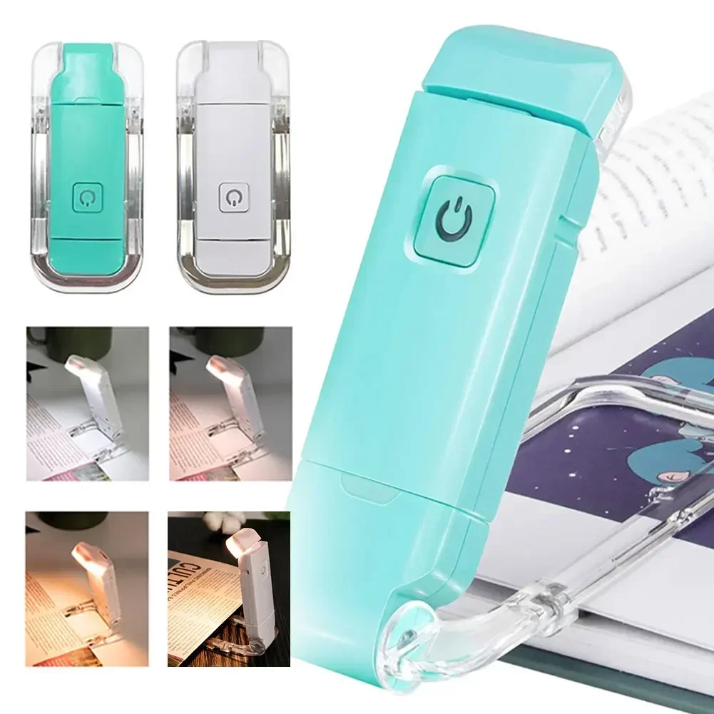 

USB Rechargeable Book Reading Light Brightness Adjustable LED Clip on Book Light Eye Care Book Lamp for Kids Read Light