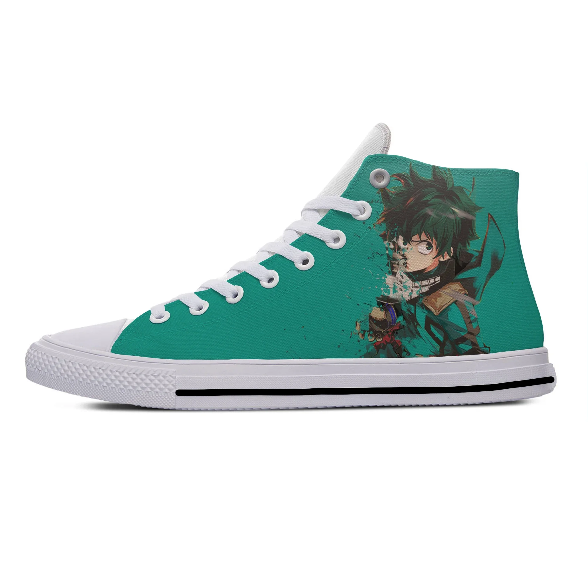 Sapatos de pano Anime Casual Masculino e Feminino, My Hero Academia, Midoriya, Izuku, Deku, Respirável, Legal, Top Alto, Harajuku, 3D Print, Sneaker