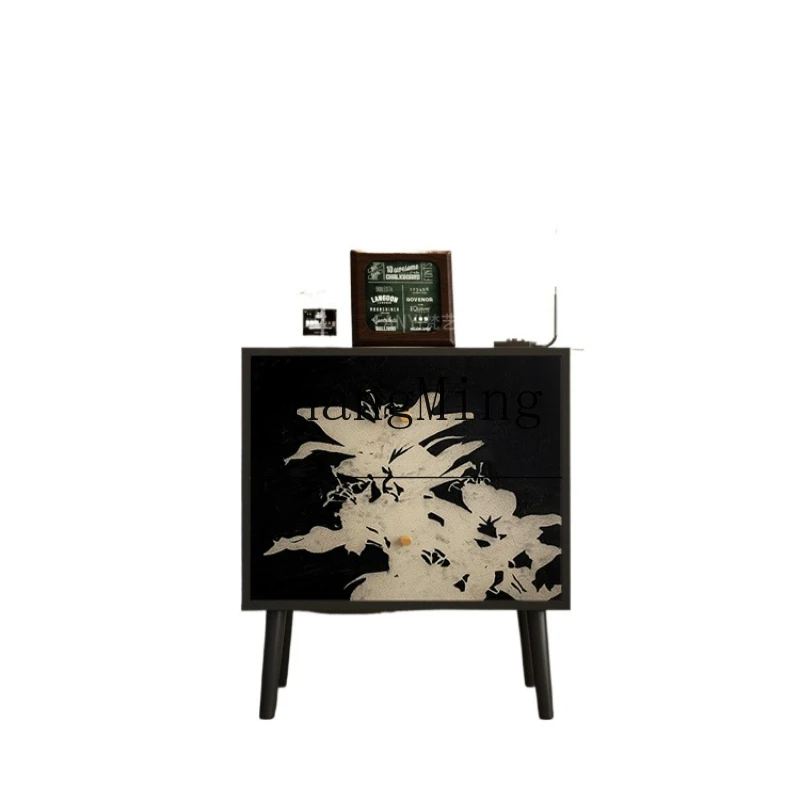 

ZYY medieval style solid wood bedside table household bedside cabinet integrated