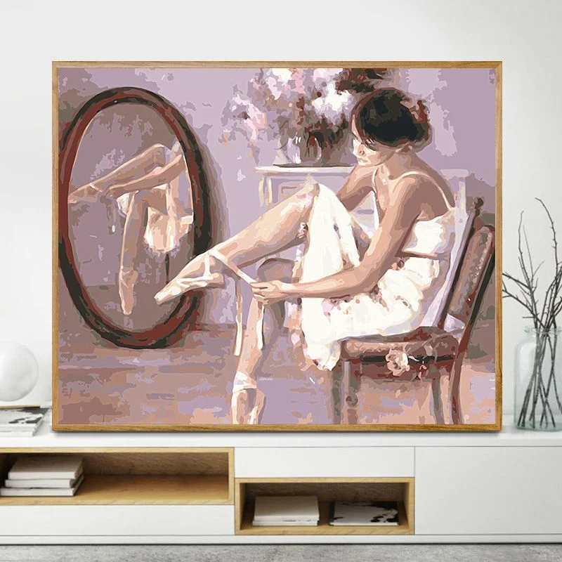 Diy Digital Oil Painting Hand-painted Living Room Bedroom Abstract Figures Large Coloring Decorative Painting Ballet Dancer