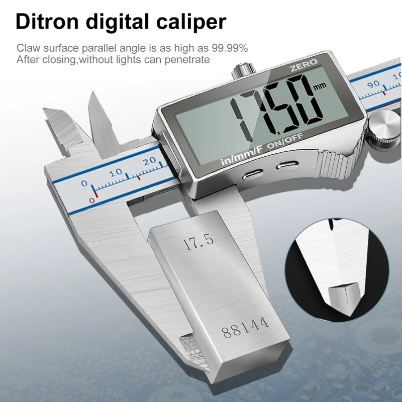Imagem -02 - Ditron-pinça Vernier Digital com Tela Lcd Grande Pinça Eletrônica de Metal em Aço Inoxidável Ferramentas de Medição 150 mm 200 mm 300 mm