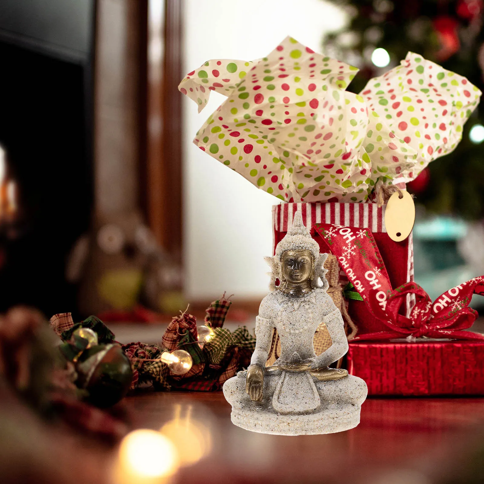 

Small Buddha Statue Retro Desktop Ornament Exquisite Buddha Decor for Home Office Tabletop Resin Craft Resin Craft Figurine