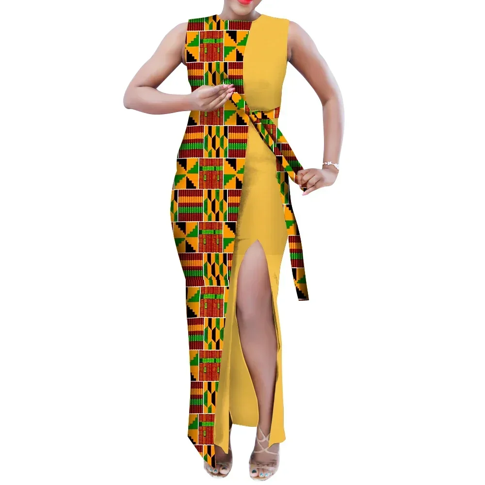 Summer Fashion Women African Dress Classic African Bazin Rich Long Maxi Dresses for Women African Wax Print Dress WY10809