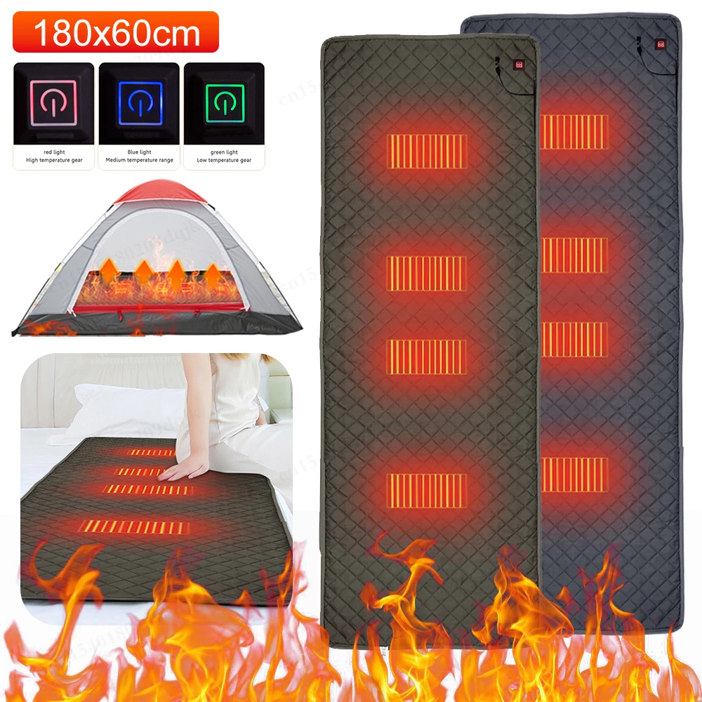 

USB Heating Sleeping Mat Outdoor Electric Heating Pads Camping Tent Sleeping Mattress Thermalpad Foot Warmer 3-Level Adjustable