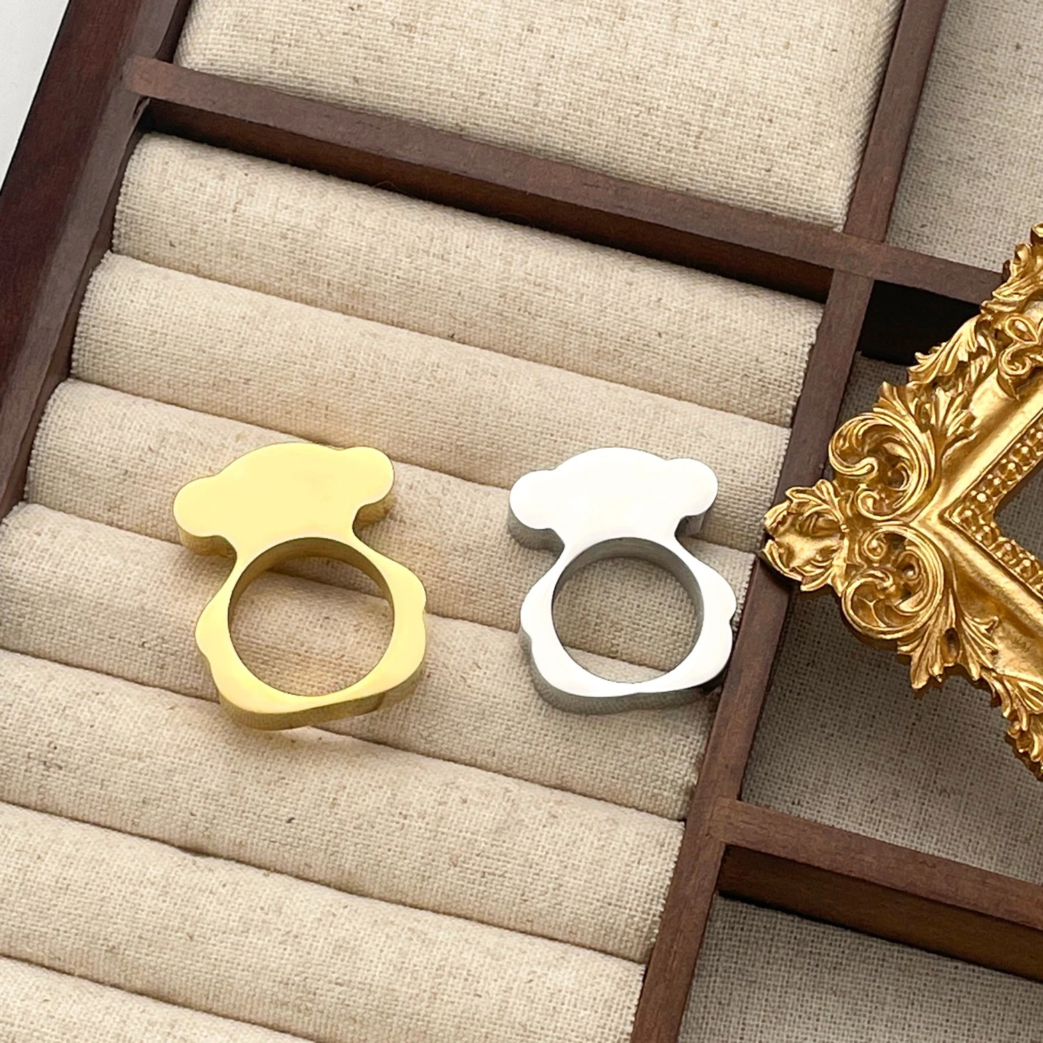 Anillo de oso unisex de gran tamaño en acero inoxidable con un diseño grueso único: elija 2 colores disponibles, regalo de anillo para hombres y mujeres