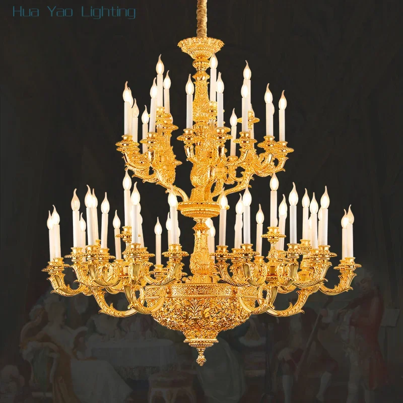 

Royal Empire Style Copper Ceiling Lamp Luxury Pendant Lights Big Size Brass Chandelier Luxury Huge Chandeliers