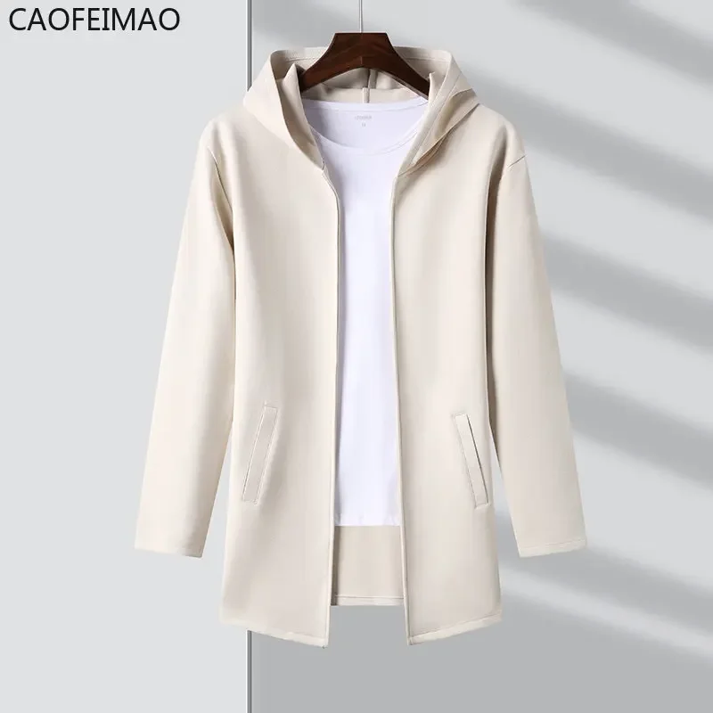 High End New Brand Designer Casual Fashion Stand Collar Korean Style Zipper Jackets For Men Solid Color Hooded Coats Men Clothes