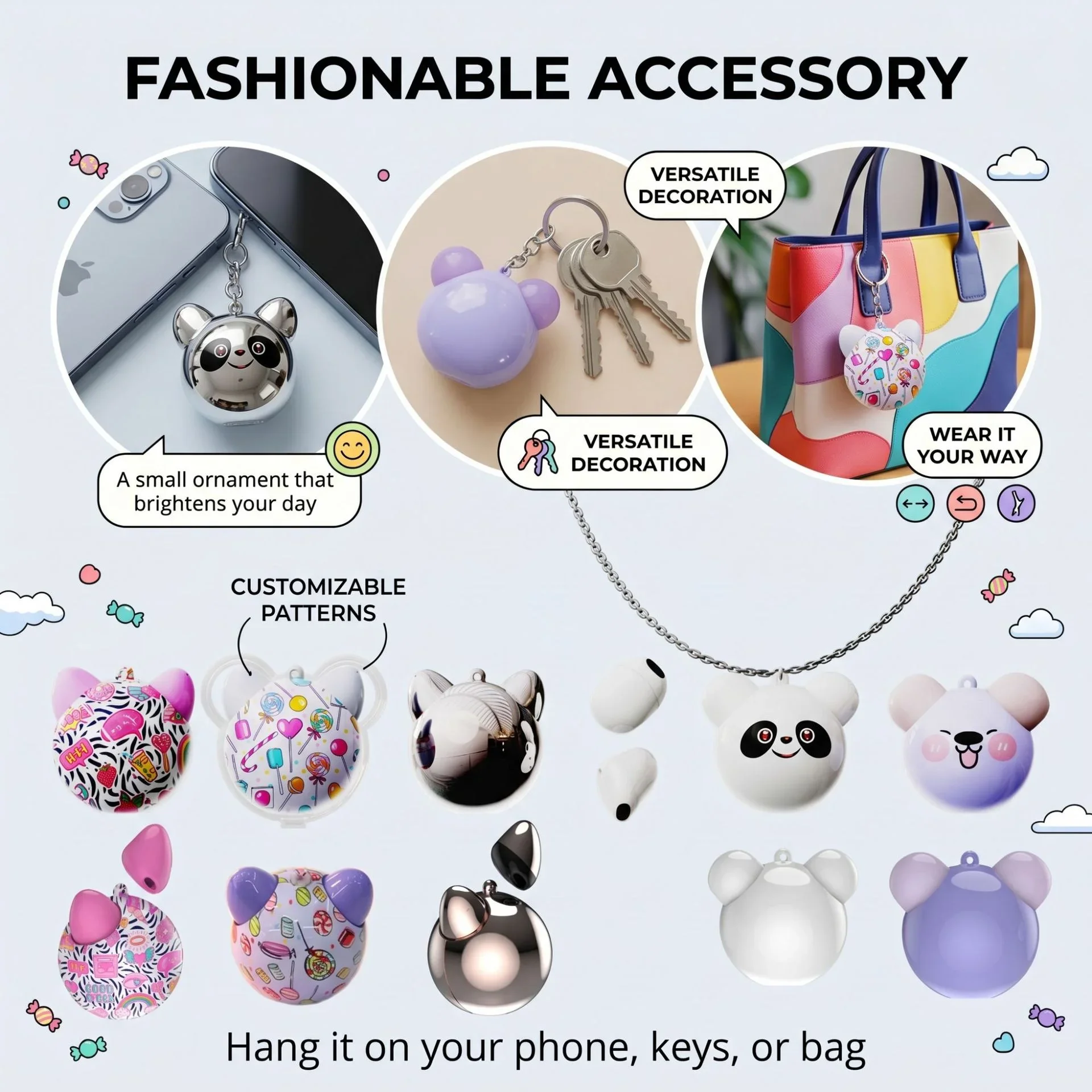 

Mini TWS Earbuds with Lanyard & Cute Cartoon Pattern, Bluetooth 6.0 Long Battery Life Lightweight Earphones for Girls Gift