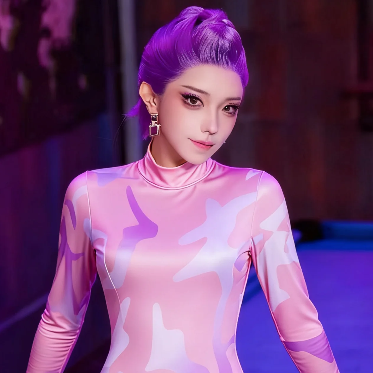 

Anime KPOP Cosplay Demon Hunters Rumi Costume Mysterious Full-Body Zip Onesie Jumpsuit with Hood Halloween Stage Performance