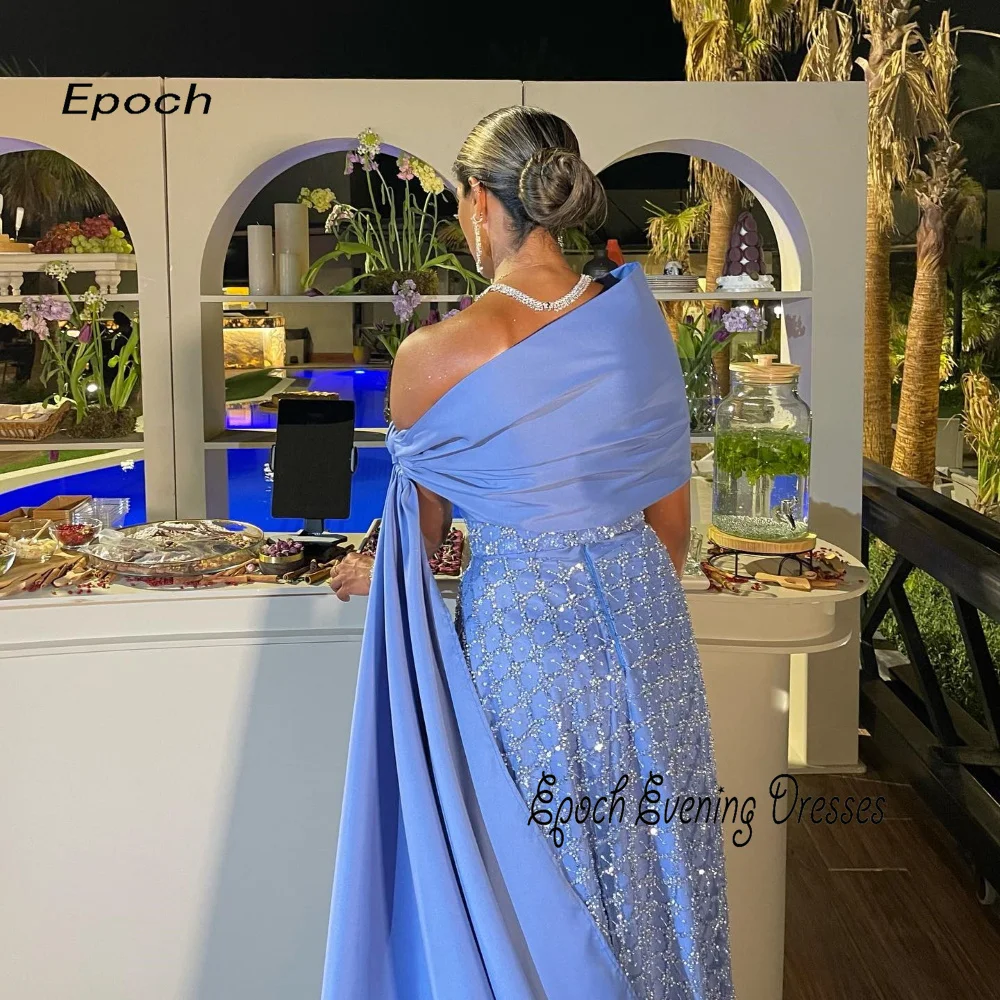 Epoch Long Evening Dress فساتين مناسبة رسمية One-Shoulder Elegant Sequined Formal Prom Gown With Shawl For Noble Women 2024