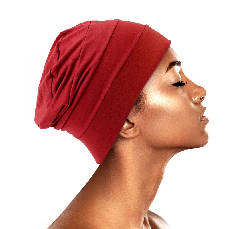 New Women Muslim Turban Caps Stretch Beanie Chemo Cotton Hijab Inner Hat Chemo Hat Bonnet Head Scarf Hair Cover Caps Hair loss