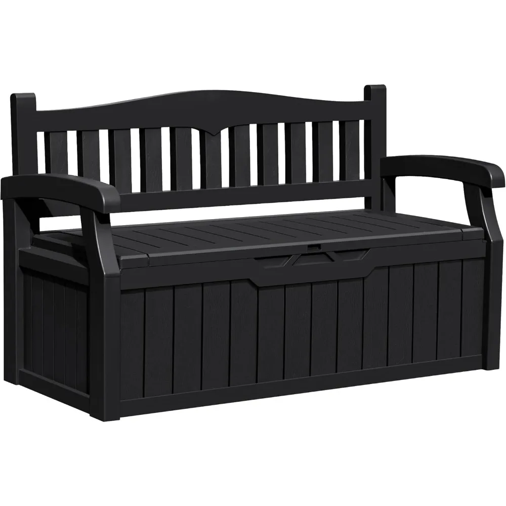 

80 Gallon Outdoor Storage Bench, Resin Patio Furniture with Armrest,Waterproof and UV-Resistant, Perfect to Garden, Poolside an