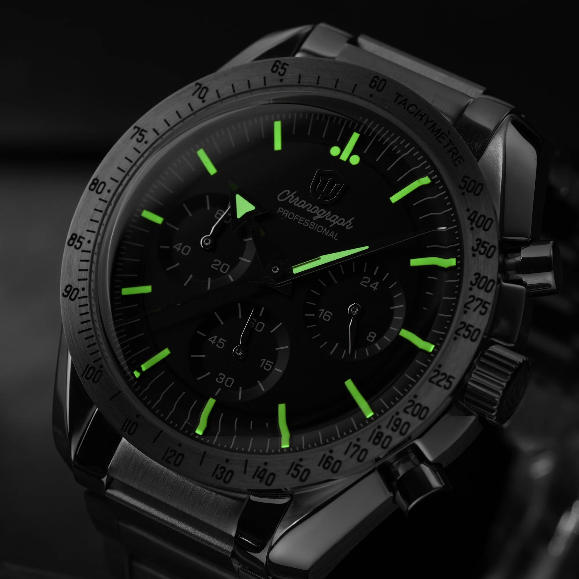 Watchdives WD1863A VK63 Chronograph Watch 100M Domed Sapphire Crystal 316L Steel Bracelet On The Fly Adjustable Clasp