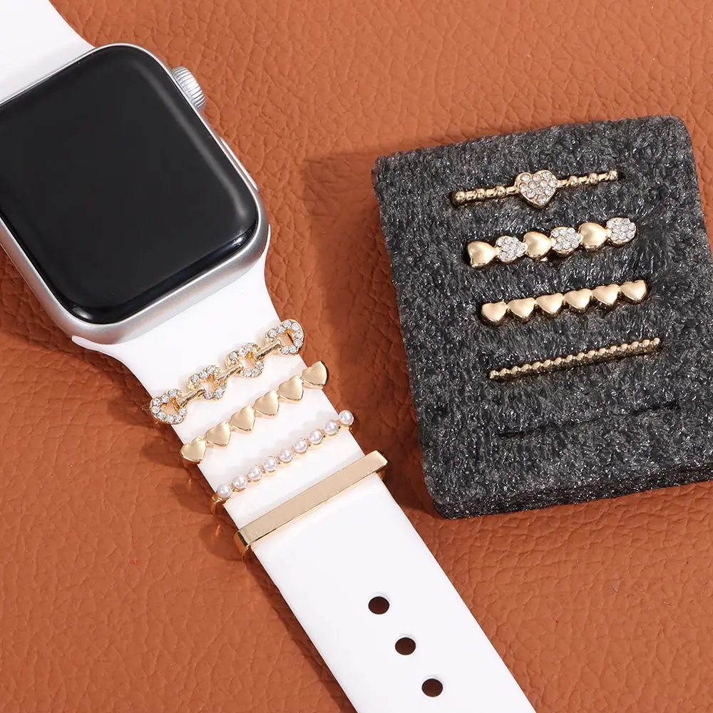 Accesorios de correa de pulsera de Metal para Apple Watch, dijes de correa de reloj, adorno de banda, anillo decorativo para correa de reloj inteligente