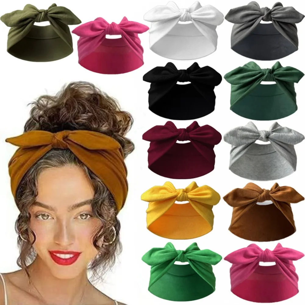 

Cute Solid Color Bowknot Headband Set Bow Detail Ultra-Wide Chic Elastic Headbands Suitable for Outdoor Activities