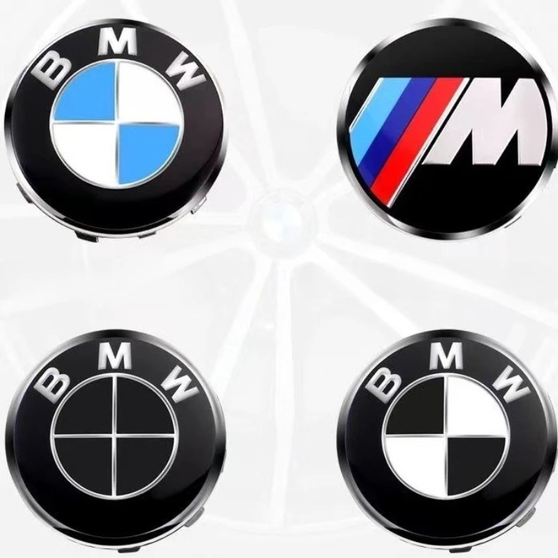 مناسبة لسيارات BMW غطاء محور العجلة 68 مم أزرق أبيض أسود شعار ديكور السيارة غطاء مركزي بلاستيكي 56 مم أسود أبيض