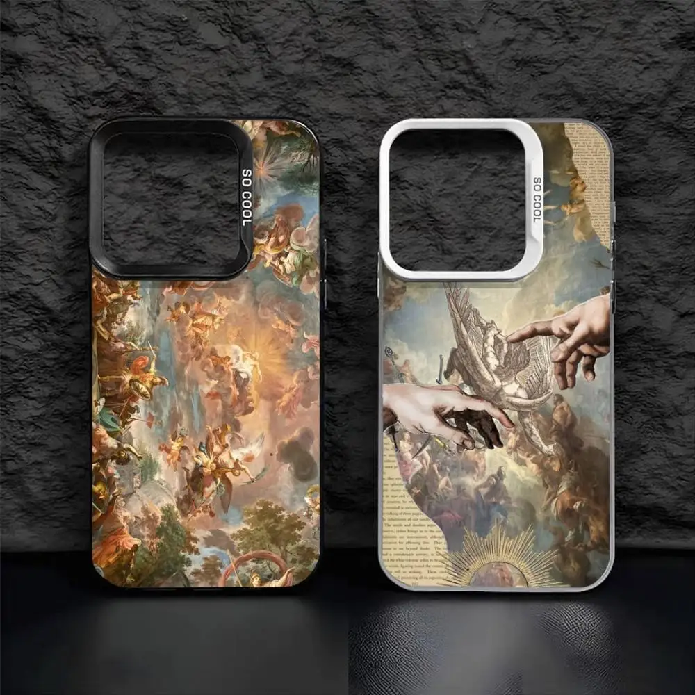 

Renaissance Art Paint Shockproof Phone Case For iPhone17, 16,15,14,13,12 Pro Max Black Candy Matte Shockproof Cover