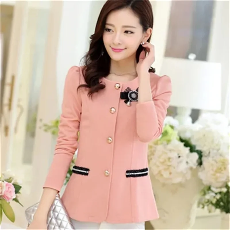 Spring And Autumn New Women's Small Suit Slim Fit Short Style Slimming Large Size Casual Small Suit Coat