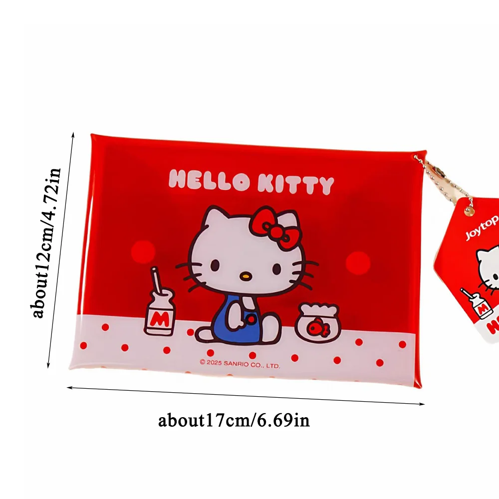 Genuine Sanrio PVC Snap-Closure Document Bags Cartoon Hello Kitty Waterproof Stationery Storage Pouch Lady Birthday Gifts