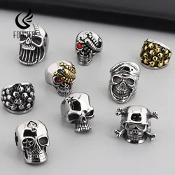 Fongten Gothic Skeleton Rings For Men Stainless Steel Cocktail Ring Male Gold Silver Color Skull Charm Hip Hop Jewelry Wholesale