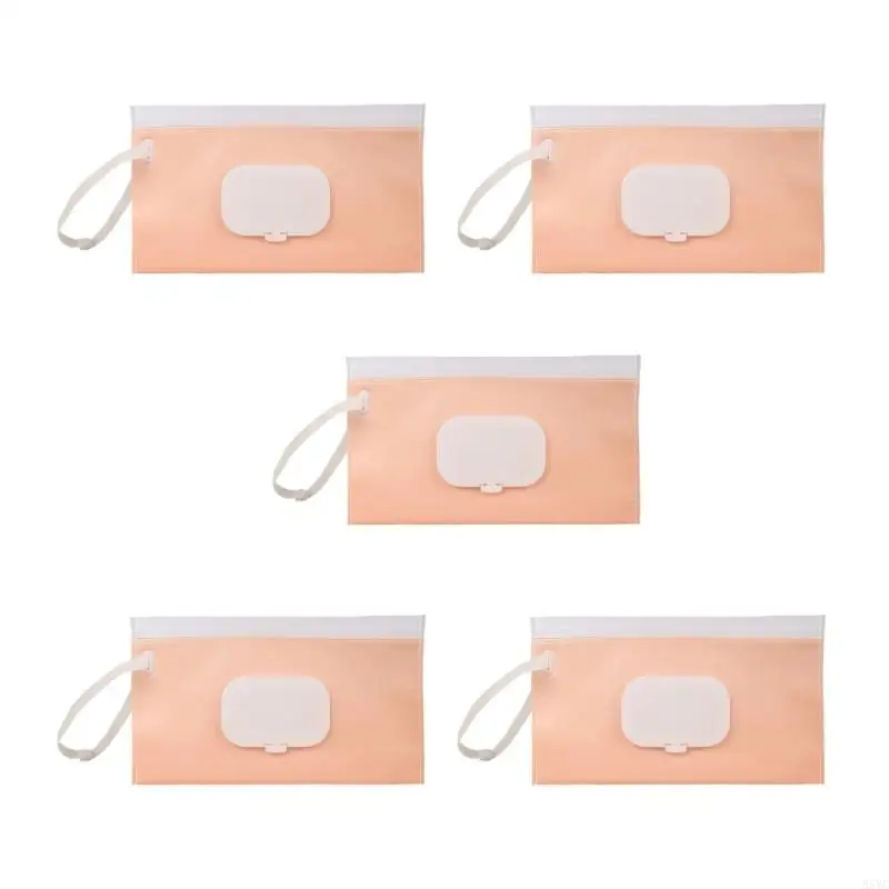 A5YC 5PCS Portable Baby Wipes Dispenser Bag Leakproof Design Travel Friendly Dustproof for Parents