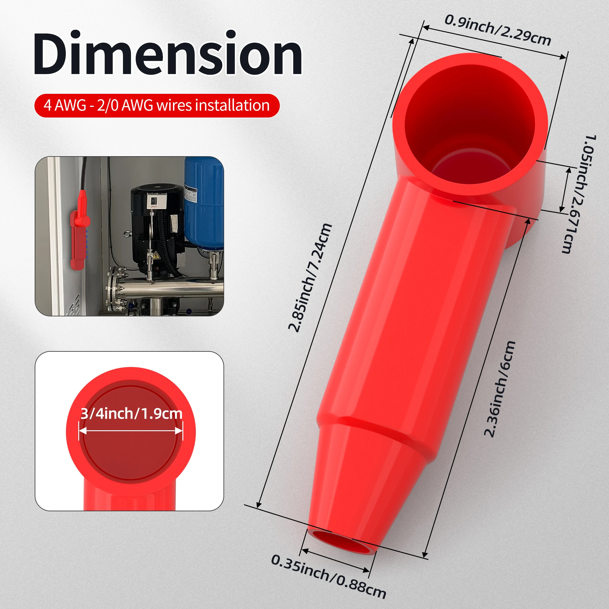 10PCS Battery Terminal Cover Silicone Boot Fit for 10 AWG - 4 AWG & 4 AWG - 2/0 AWG Wire Terminal for Power Junction Block view 2