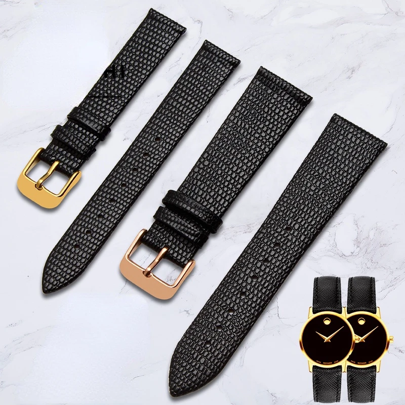 Genuine Leather Watch Band  for Movanta Museum 060680 Lizard Pattern Men Women 15 Watch Bracelet 21mm Cow Leather Watch Strap