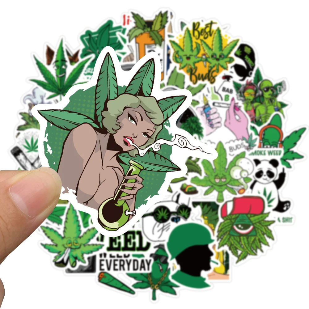 50/100pcs/set Funny Leaves Character Smoking Stickers For Guitar Kids TOY Motorcycle Car Skateboard Snowboard Luggage Decals