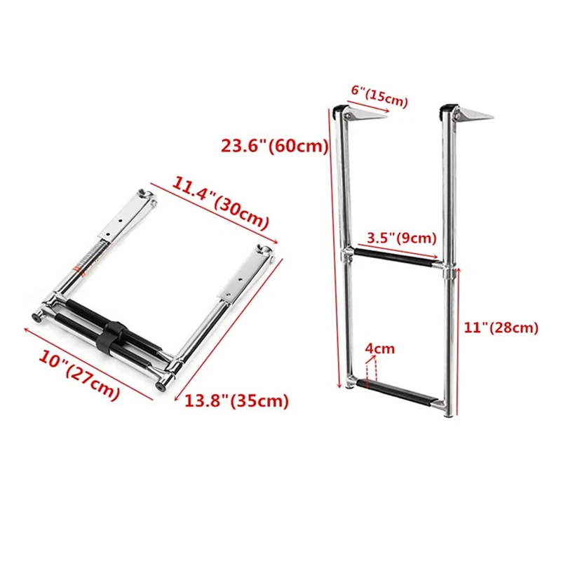 Stainless Steel Marine Accessories Speedboat Yacht Marine Launching Deck Collapsible Ladder Boarding Ladder Pedal