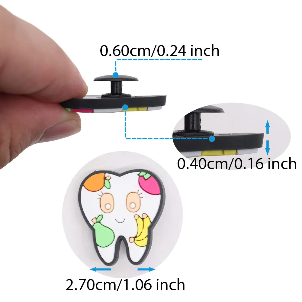 Breloques de chaussures en PVC pour enfants, 1 à 40 pièces, brosse à dents, amour, dentiste, cavité, sans structure, convient aux bracelets, chaussures de jardin, décoration de boutons