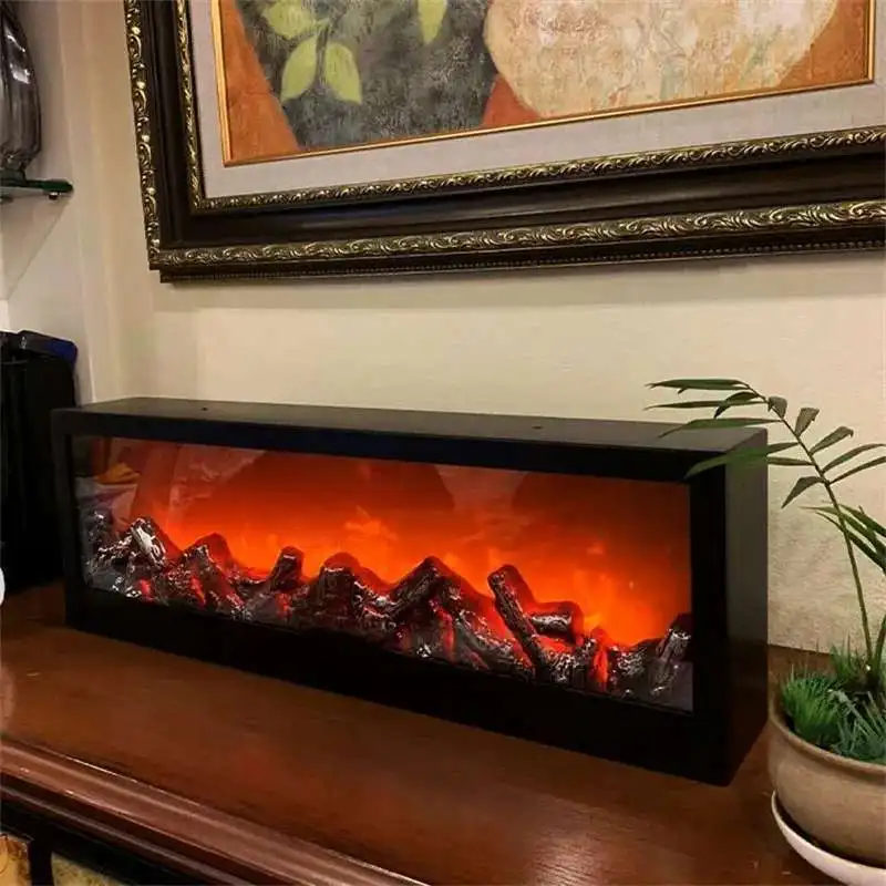 Lámpara de llama de chimeneas simulada 3D, chimenea de leña falsa, adornos de decoración europea, luz para sala de estar, mueble de TV, chimenea