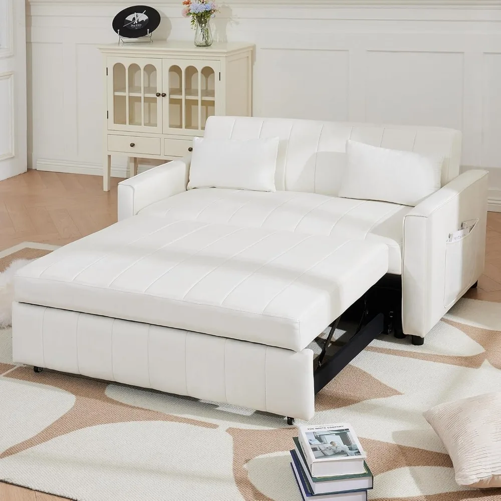 

Convertible Sleeper Sofa Bed, 55.51" Modern Velvet 3-in-1 Futon Couch, Pullout Bed with Adjustable Backrest, Storage Pockets