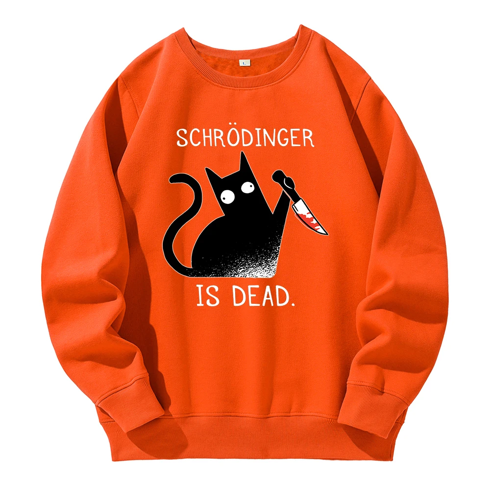 Schrodinger Is Dead Black Cat Print Male Hoodies Loose Casual Basic Hooded Sports Fashion Hoodie Fleece Comfortable Sportswear