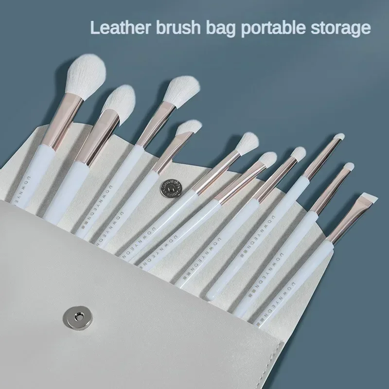 10Pcs Portable Makeup Brush Set Fiber Hair Cover Brush Powder Dispersal Repair Brush Injection Molding Beauty Makeup Tool