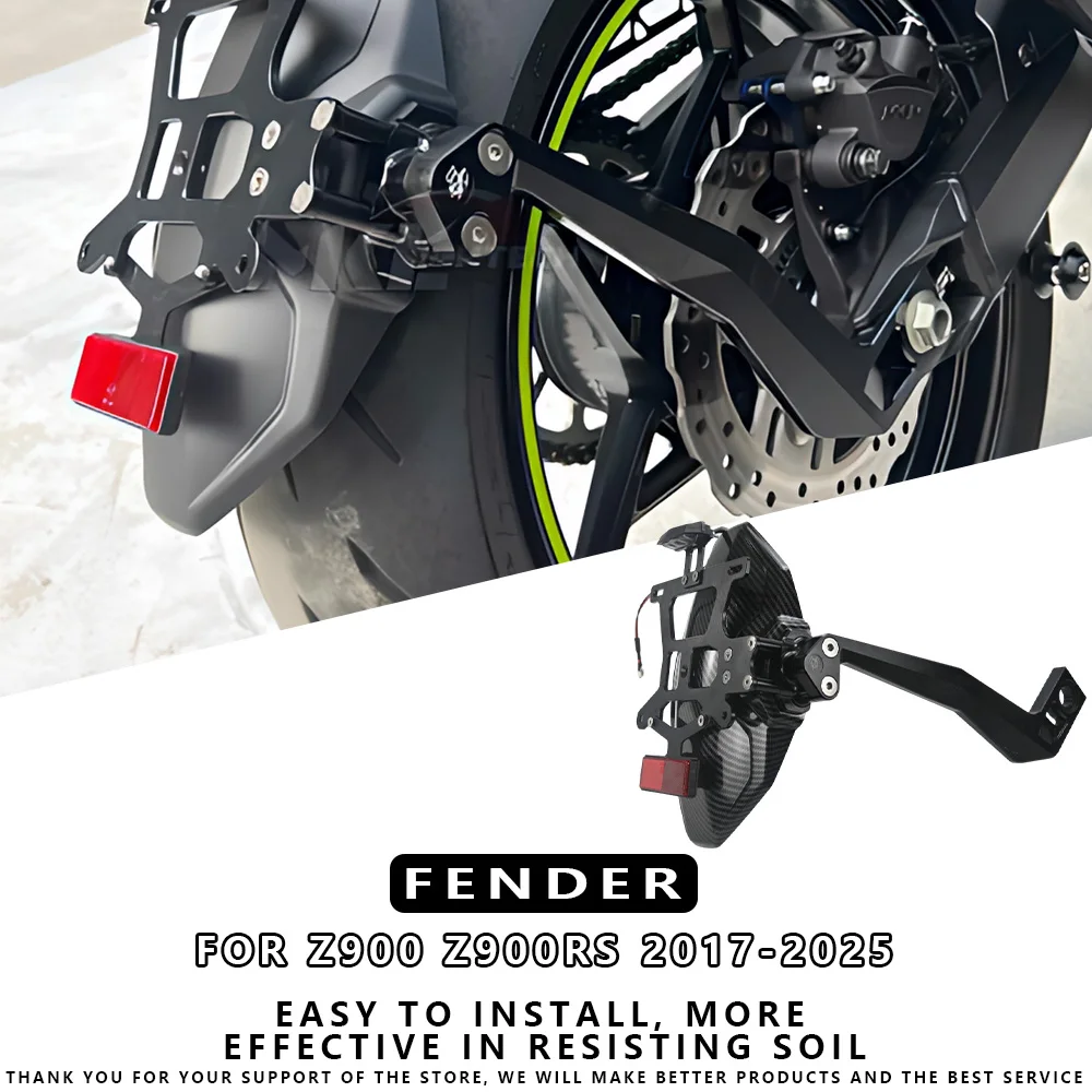 For KAWASAKI Z900 / Z900RS 2017-2025 Motorcycle Rear Mudguard Wheel Splash Guard Fender License Plate Holder Accessories