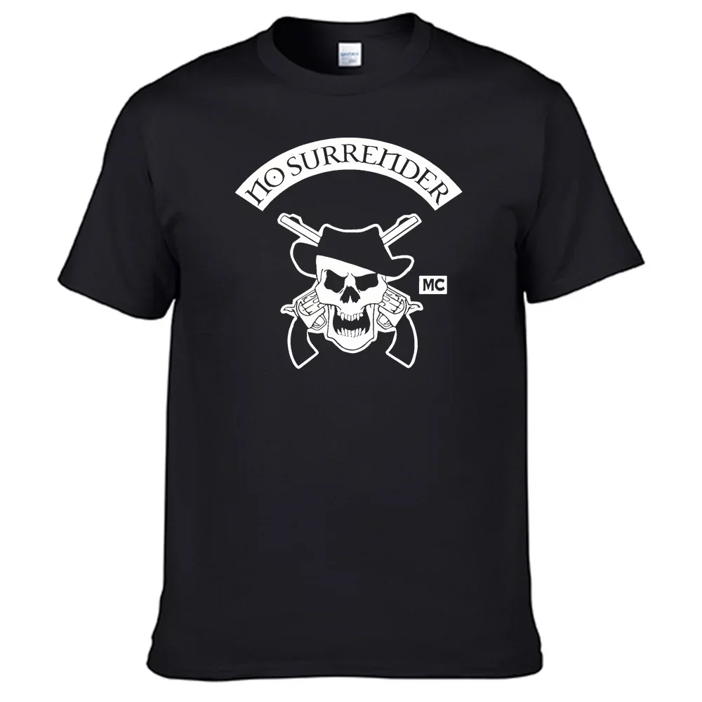 Motorcycles Club No Surrender MC T-shirt Men's Black Brand Cotton Tees N02