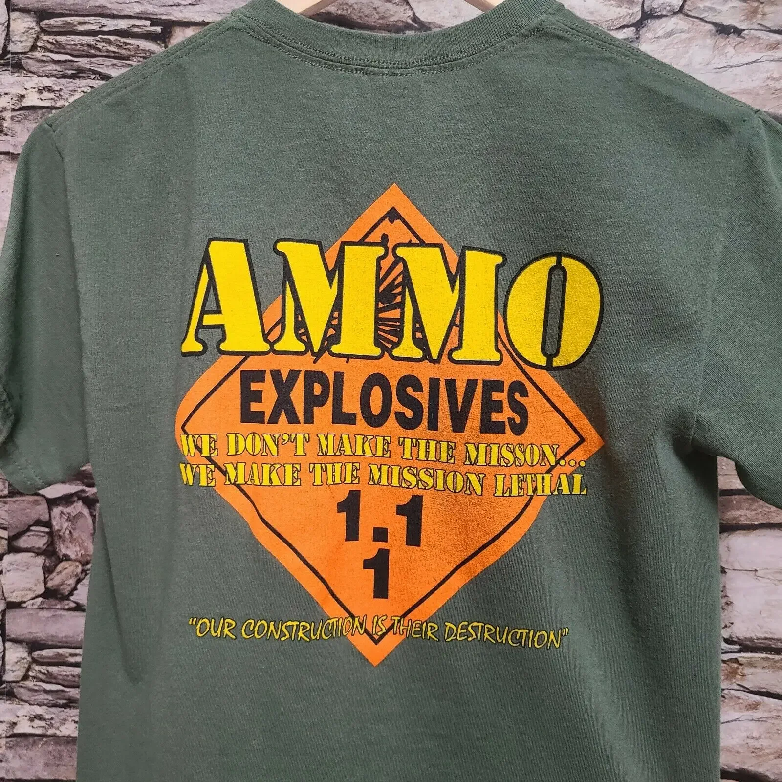 

Two Sides Graphic T-Shirt Green Ammo Mission Construction Premium Cotton Short Sleeve O-Neck Mens T Shirt New