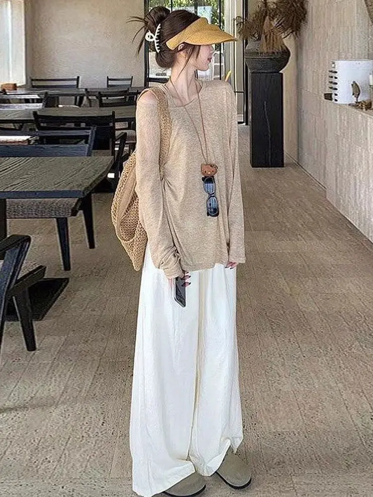 

Брюки с высокой талией из струящегося ледяного шелка, широкие, повседневные, летние, для отдыха, для женщин больших размеров, антивозрастные, в стиле Ню Ямамото