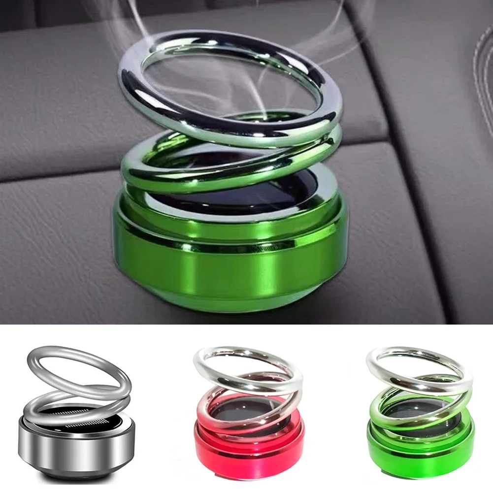 Car Auto Solar Energy Rotating Aromatherapy Air Fresher Double Ring Interior Accessories Diffuser For Car Home Decoration