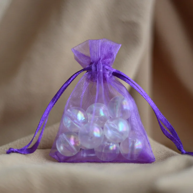 100 Stück Organza-Beutel, dunkelviolette Netz-Schmuckbeutel mit Kordelzug, kleine Geschenkbeutel mit Kordelzug für Weihnachten, Süßigkeiten, Hochzeit, Geburtstag – Detail 4