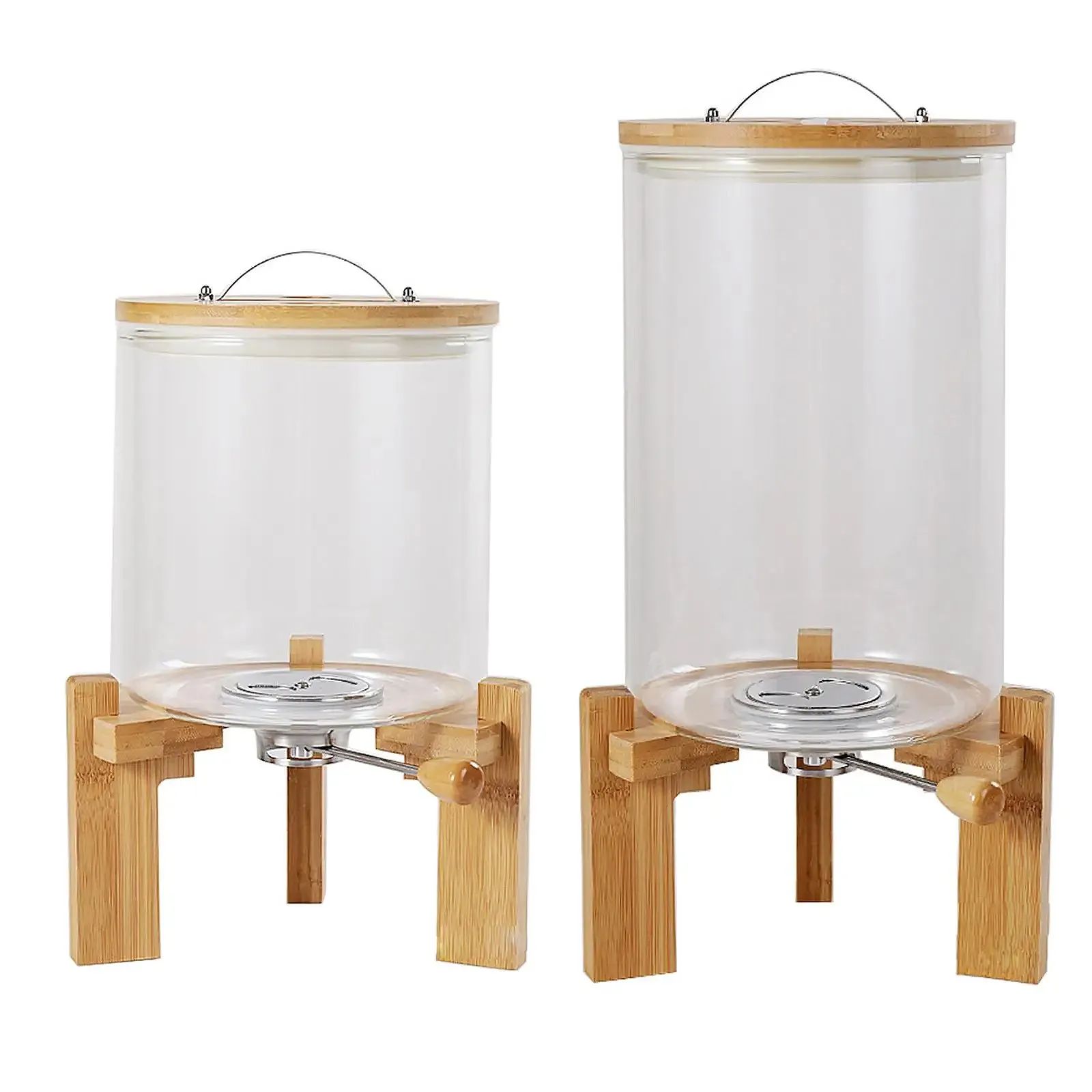 Cereal Container with Lid Moisture Proof Wood Base Rice Dispenser Kitchen Storage Box