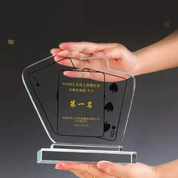 Customized creative poker series, trophies, competitions, reward souvenirs, home decor, laser sandblasting honors, crystal medal