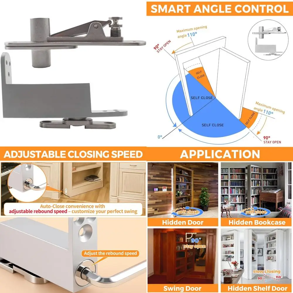 

TamBee Self Closing Door Pivot Hinges Heavy Duty Hinges for Wood Doors 360 Degree Shaft Stainless Steel Pivot Hinge System (Self