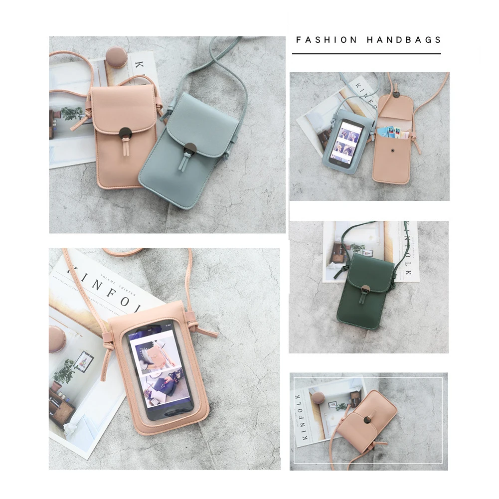 Women Mobile Phone Bag Fashion Touch Screen Shoulder Phone Bag Crossbody Bags Leather Mobile Wallet Bags IPhone 13 14 Huawei