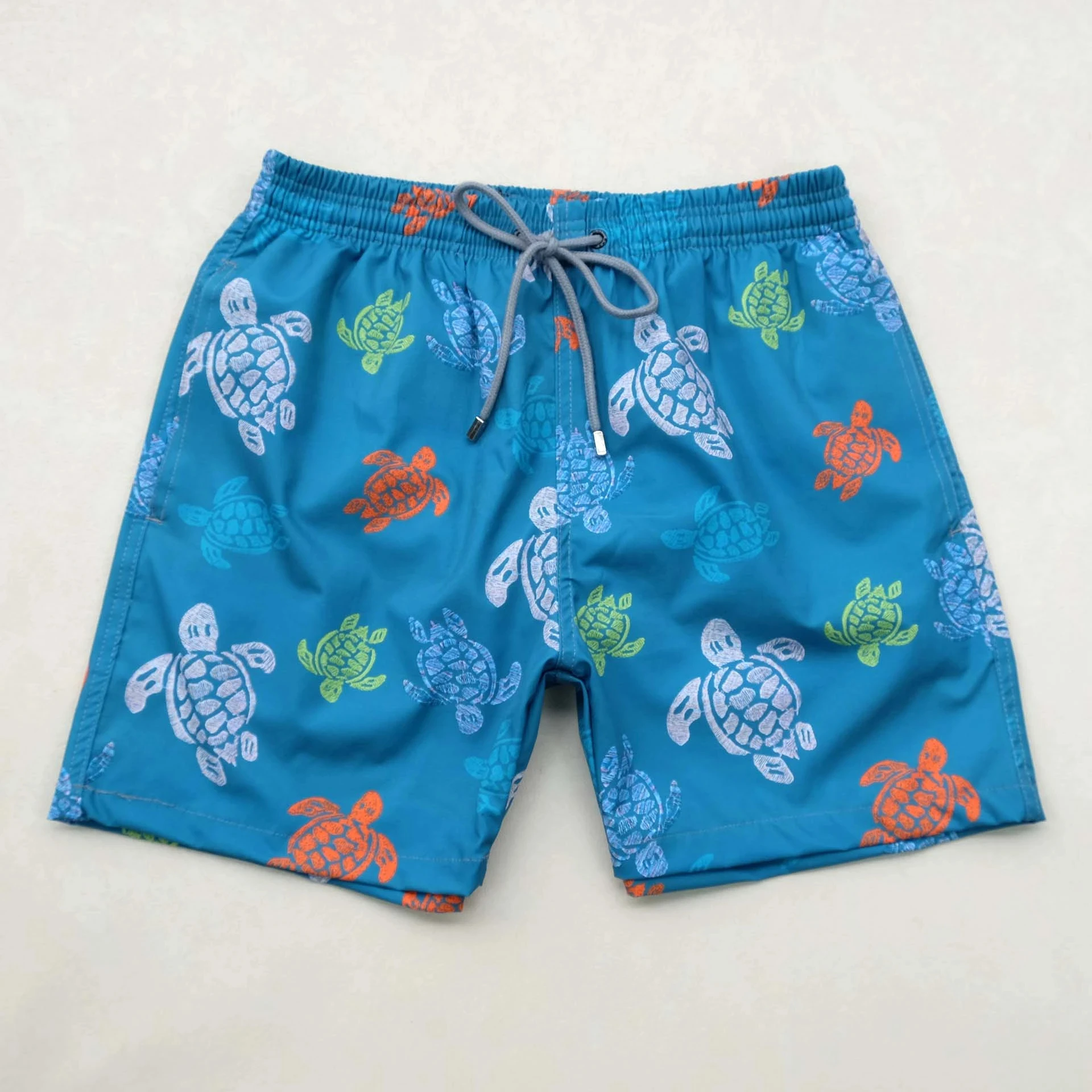 Men Turtle Printed Waterproof Bermuda Shorts Brand 4-Way Strech Beach Casual Shorts Quik-dry Board Shorts Beach Surf Pants Lined