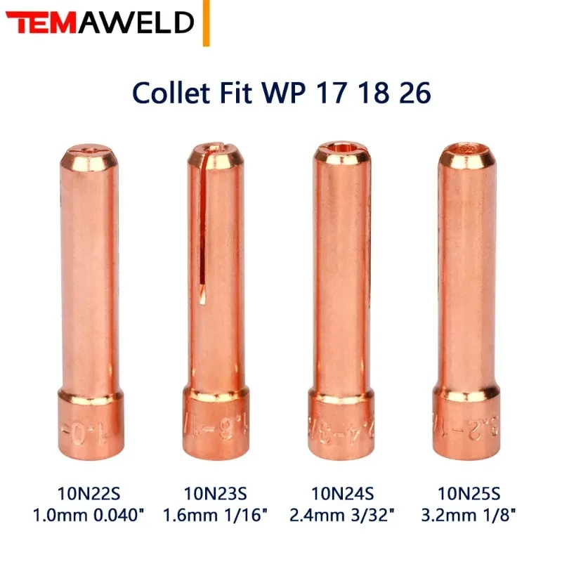 10/20Pcs Stubby TIG Collet 1.0mm 1.6mm 2.4mm 3.2mm 10N22S 10N23S 10N24S 10N25S for TIG Welding WP17 WP18 WP26 Torch Accessories