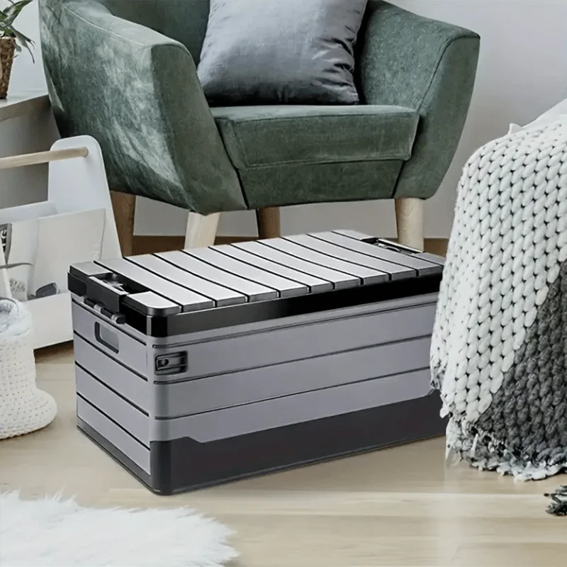Multifunctional Folding Storage Box, Portable Plastic Organizer for Home, Camping and Car Trunk