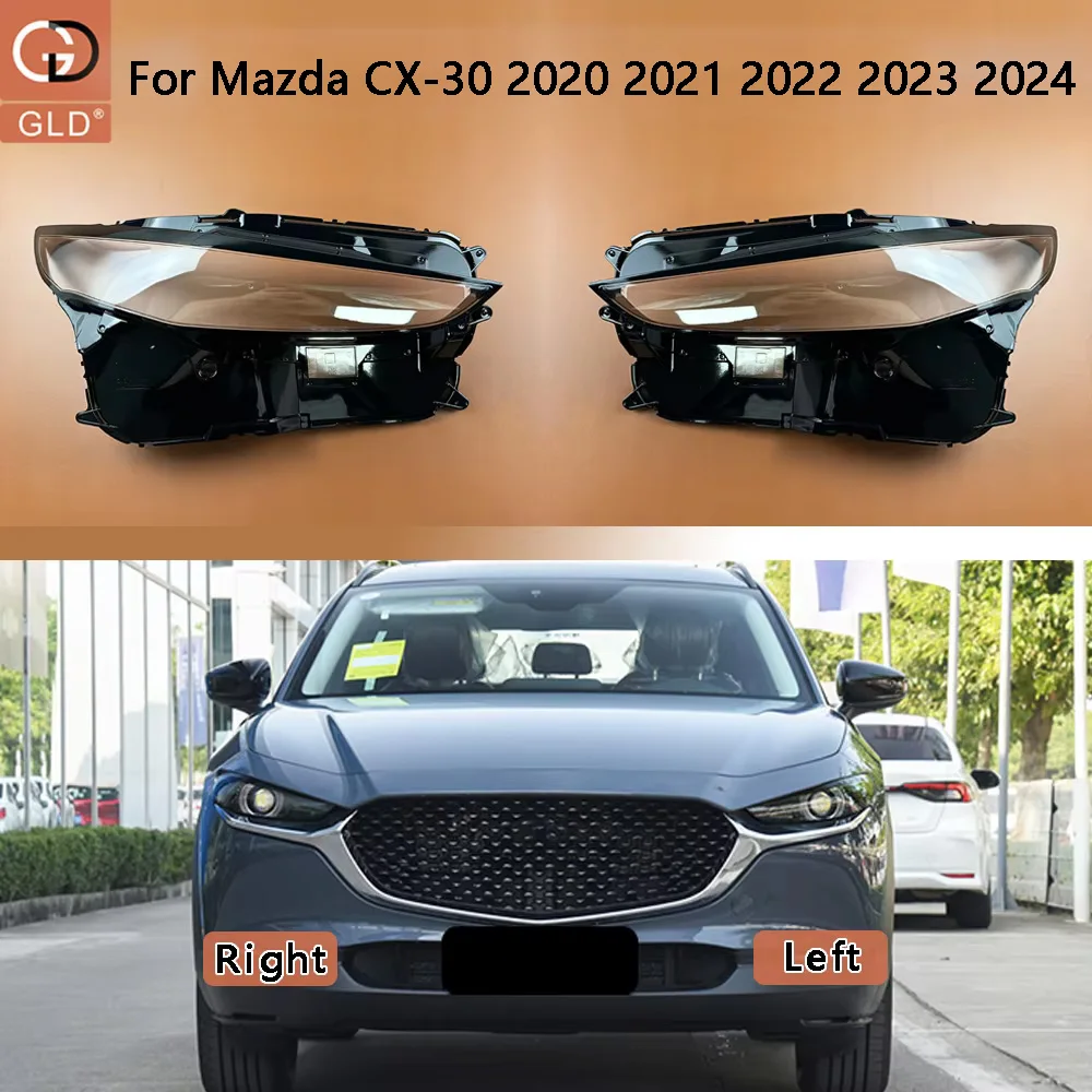 

For Mazda CX-30 2020 2021 2022 2023 2024 Car Front Headlight Cover Auto Headlamp Lampshade Lampcover Head Lamp light Lens Shell