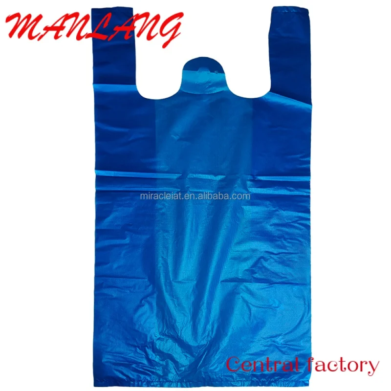 Custom  Free Sample Material Polyester Plastic Food Packaged large size handle t-shirt Vest Bags